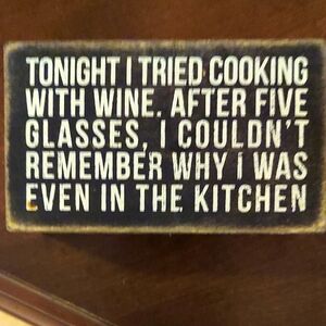 Decorative Wooden Kitchen Sign - Black and White Wine Theme